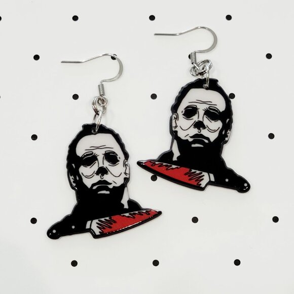 Michael Myers Halloween Earrings Stainless Steel Hooks Scary Movie Horror NEW - Picture 3 of 5